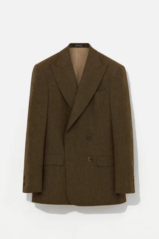 Hepworth Jacket – Olive Wool & Cashmere Flannel sold by Richard James