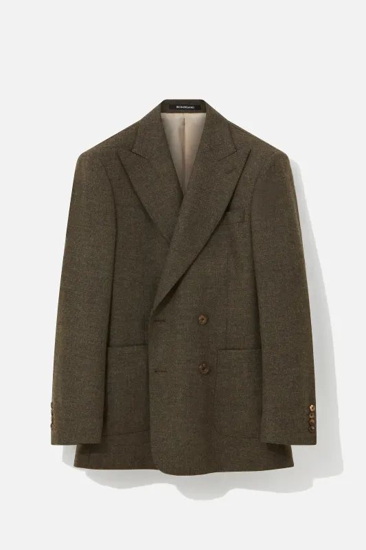 Hepworth Blazer – Olive Wool & Cashmere Basketweave sold by Richard James