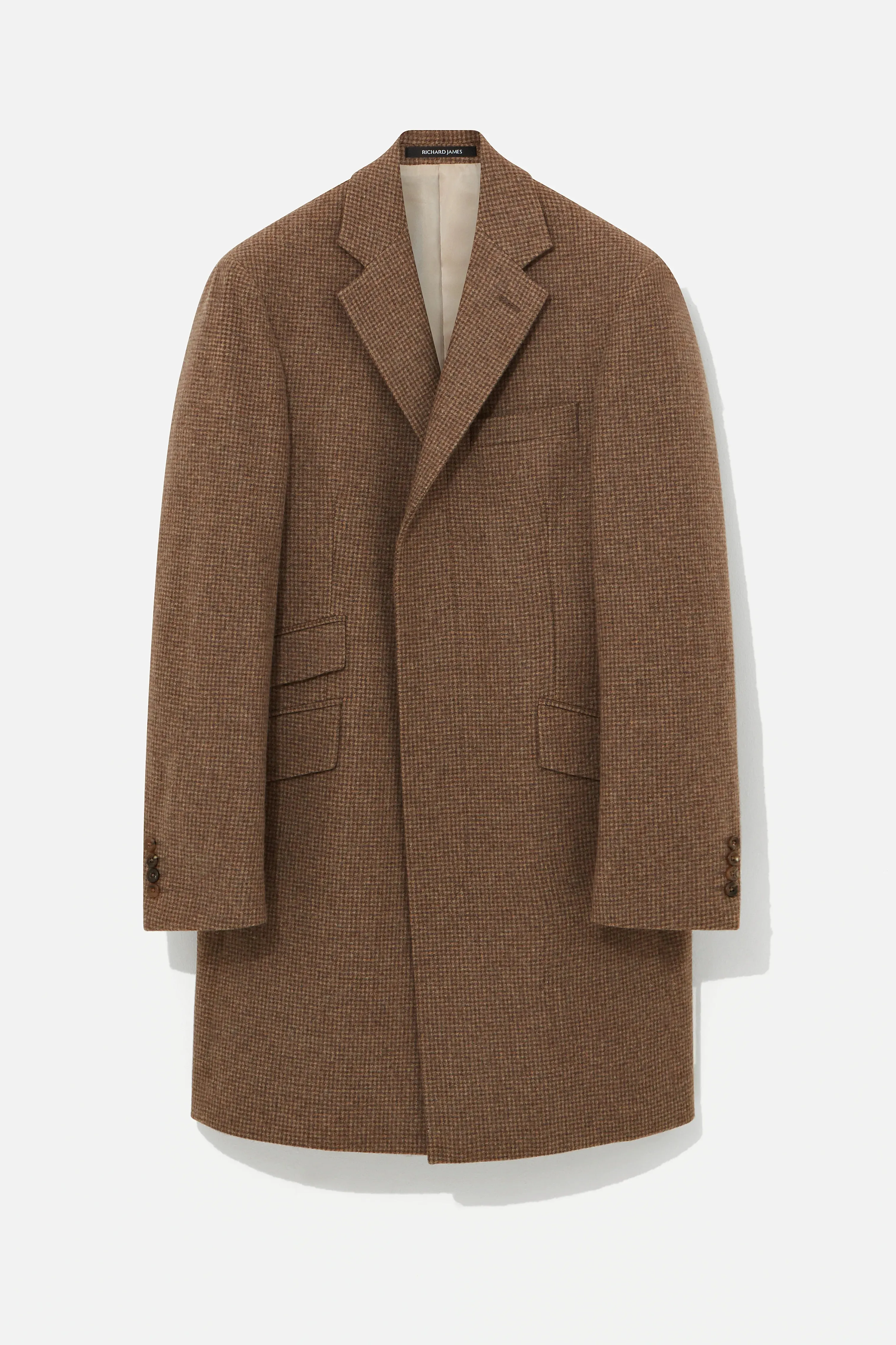 Coat – Tan Dogtooth Virgin Wool sold by Richard James