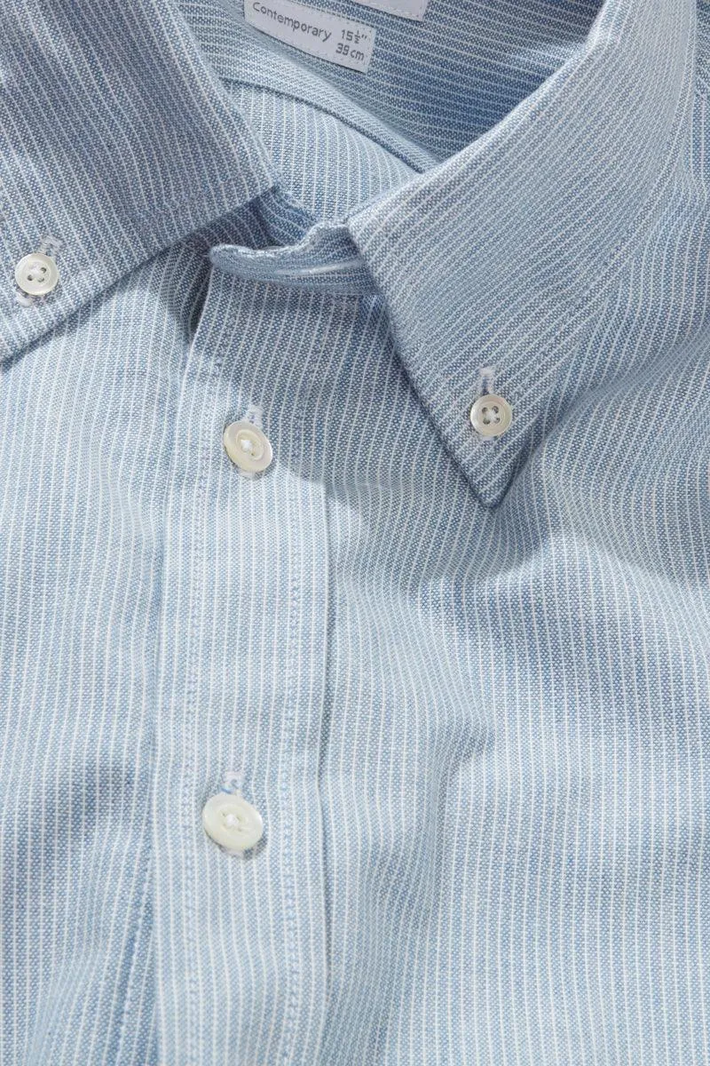 Button-Down Shirt - Sky Soft Stripe sold by Richard James product image thumbnail 4