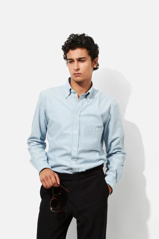 Button-Down Shirt - Sky Soft Stripe sold by Richard James