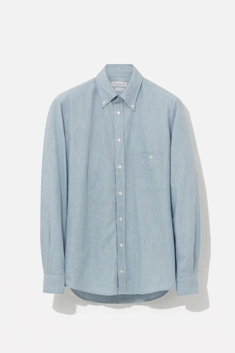 Button-Down Shirt - Sky Soft Stripe sold by Richard James product image thumbnail 2