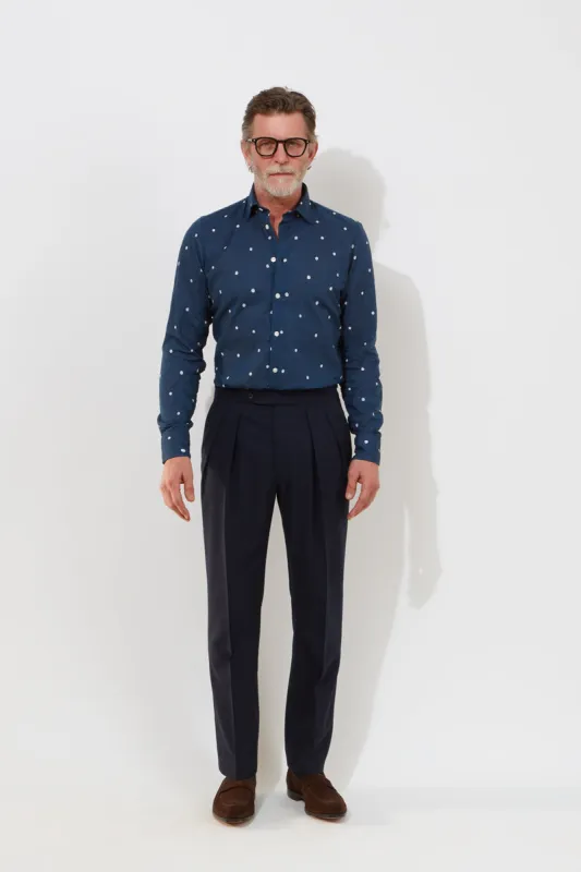 Hepworth Trousers – Navy Wool Fresco made by Richard James