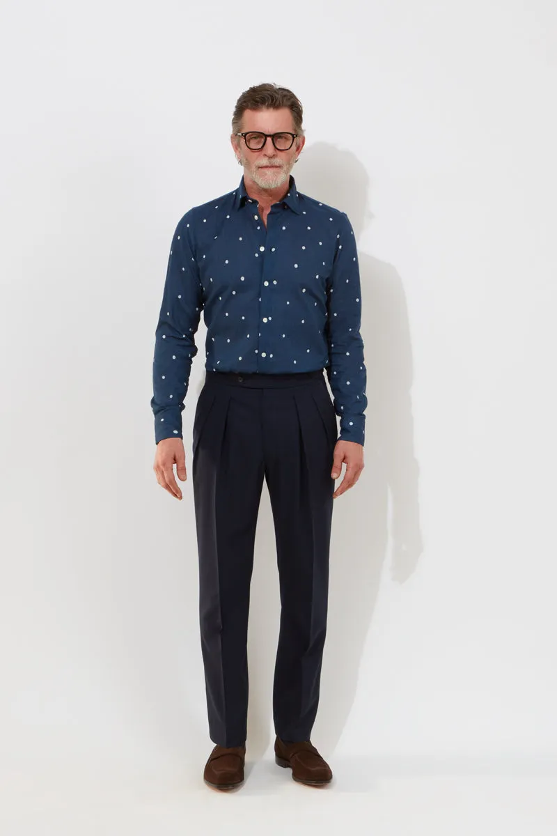 Hepworth Trousers – Navy Wool Fresco sold by Richard James