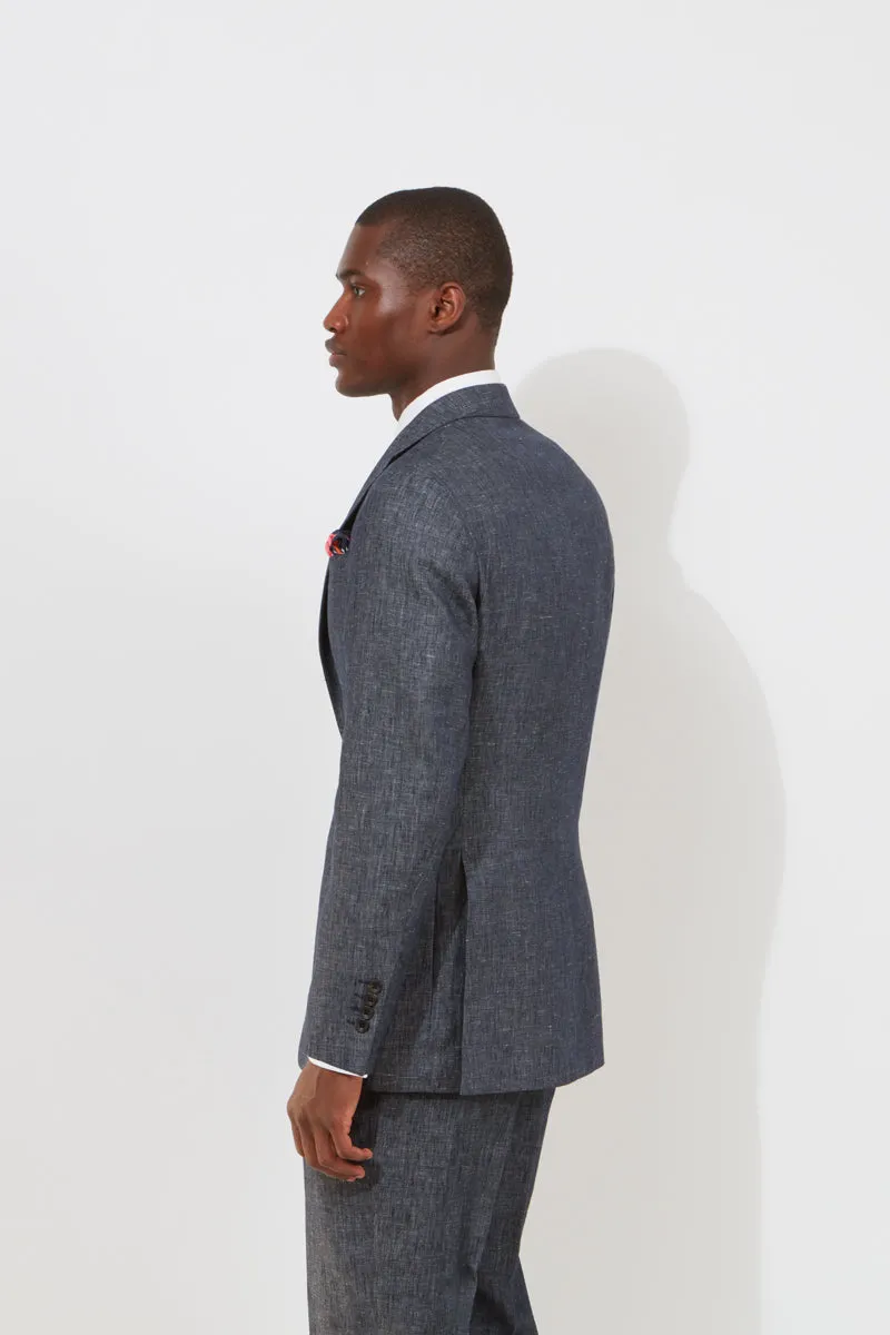 Chapman Jacket – Denim Blue Linen & Cotton Blend sold by Richard James product image thumbnail 2