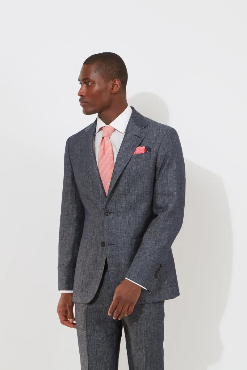 Chapman Jacket – Denim Blue Linen & Cotton Blend sold by Richard James