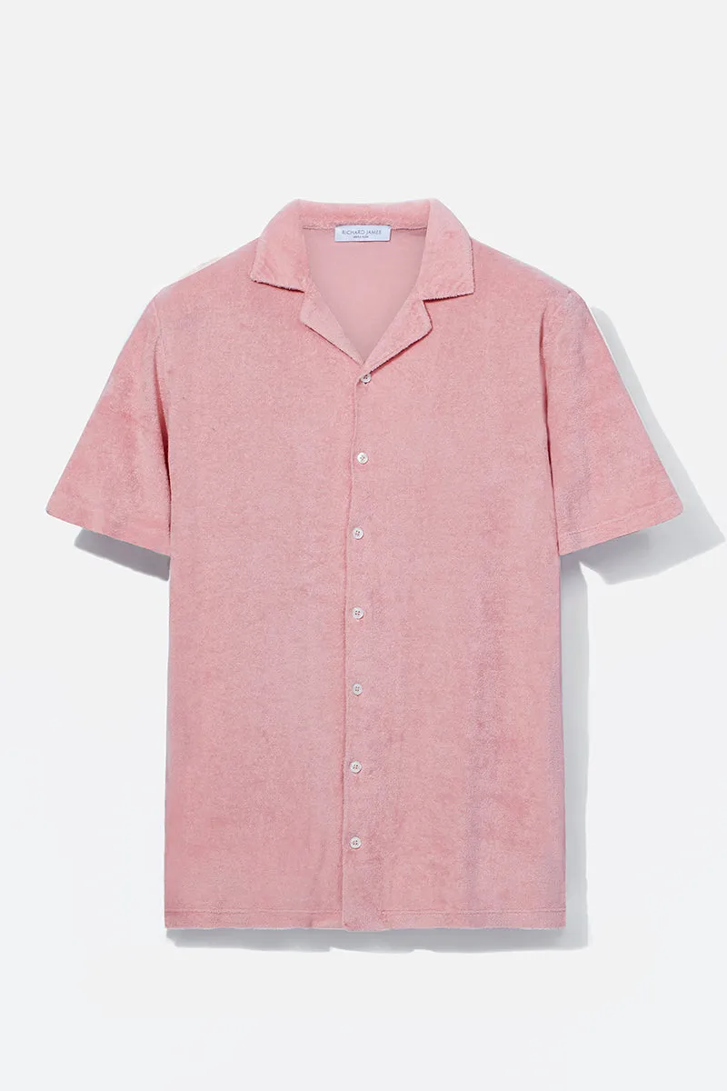 Camp Collar Shirt – Dusty Pink Cotton Towelling sold by Richard James product image thumbnail 2