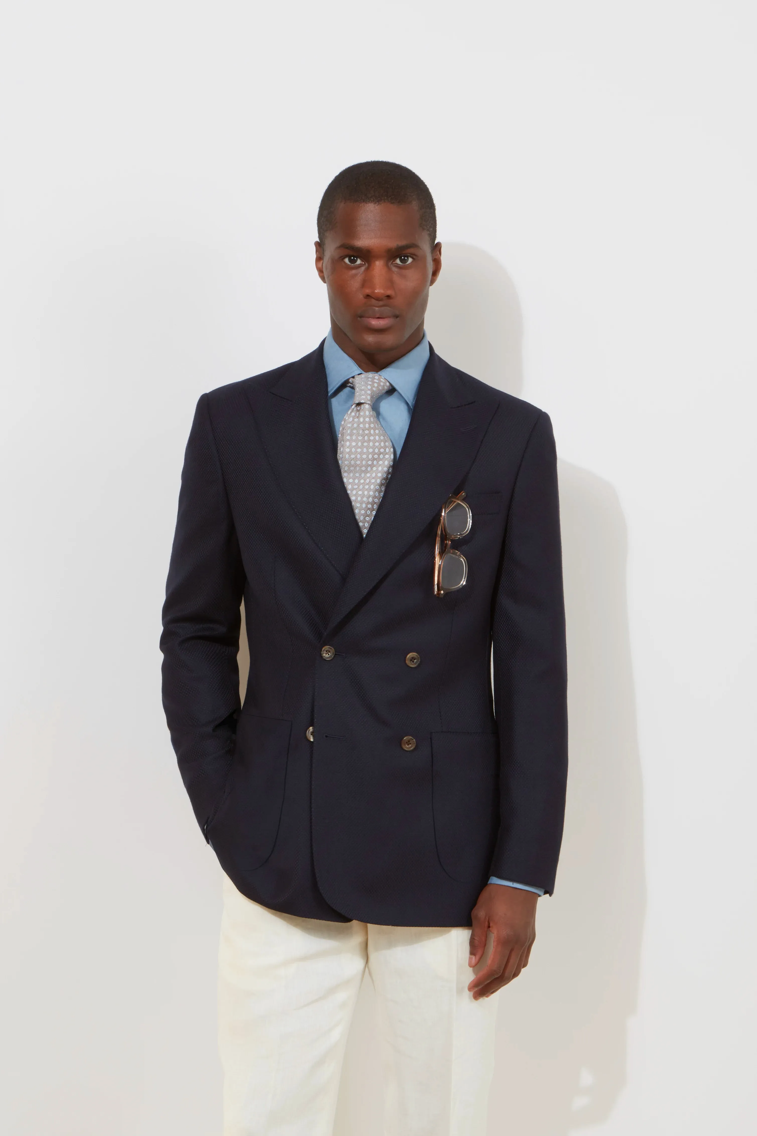 Hepworth Blazer – Navy Basketweave sold by Richard James