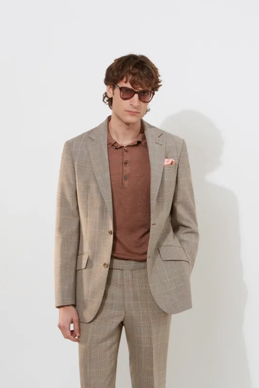 Chapman Jacket – Brown Prince Of Wales Check sold by Richard James