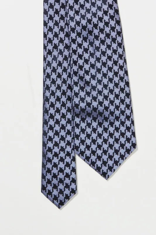 TIE – NAVY & LILAC HOUNDSTOOTH sold by Richard James