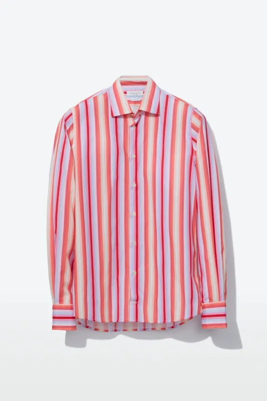 Contemporary Shirt – Red Multi-Stripe sold by Richard James