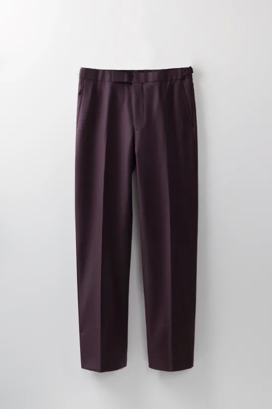 Chapman Trousers – Aubergine Virgin Wool Twill made by Richard James