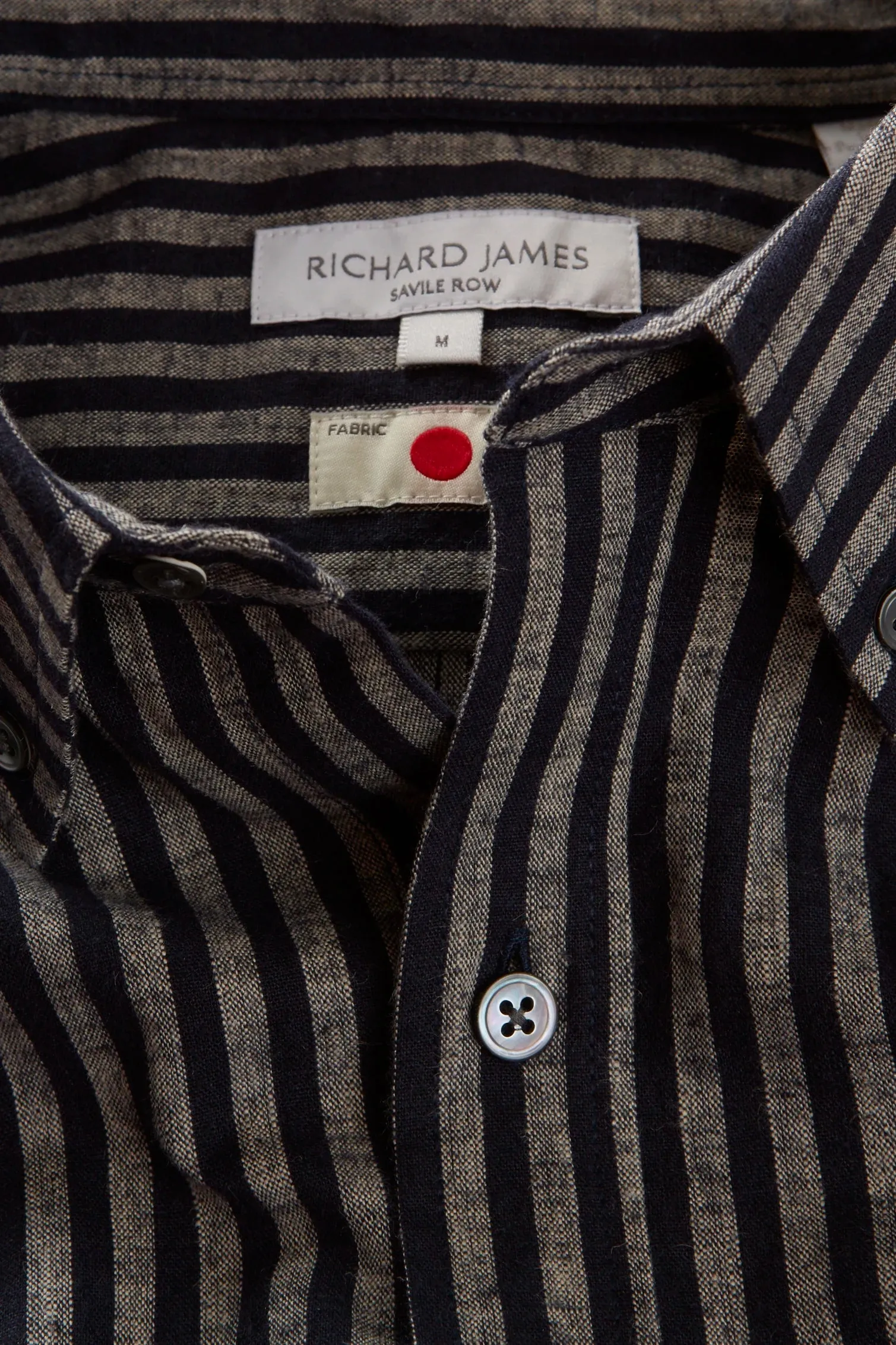 Button-Down Shirt – Navy Washed Linen Stripe sold by Richard James product image thumbnail 2