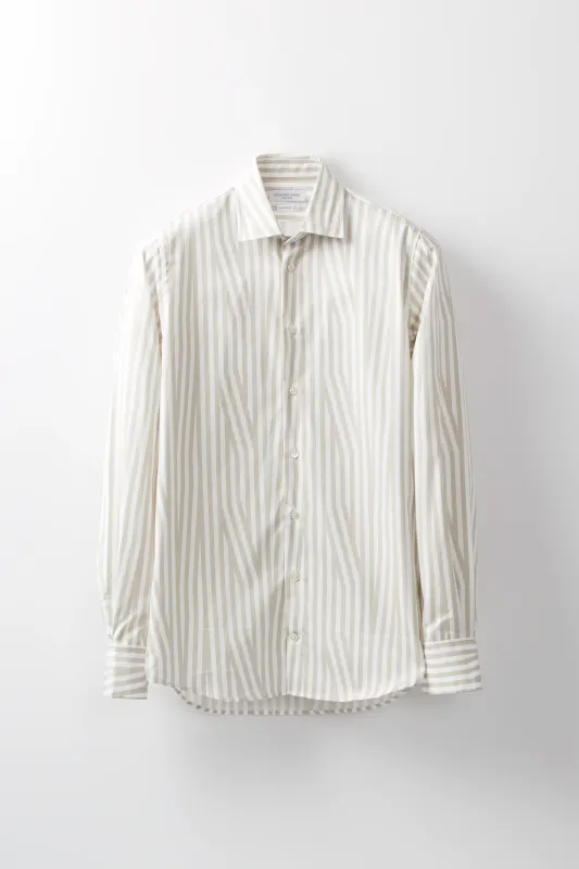 Contemporary Shirt – Dove Grey Ribbon Stripe made by Richard James