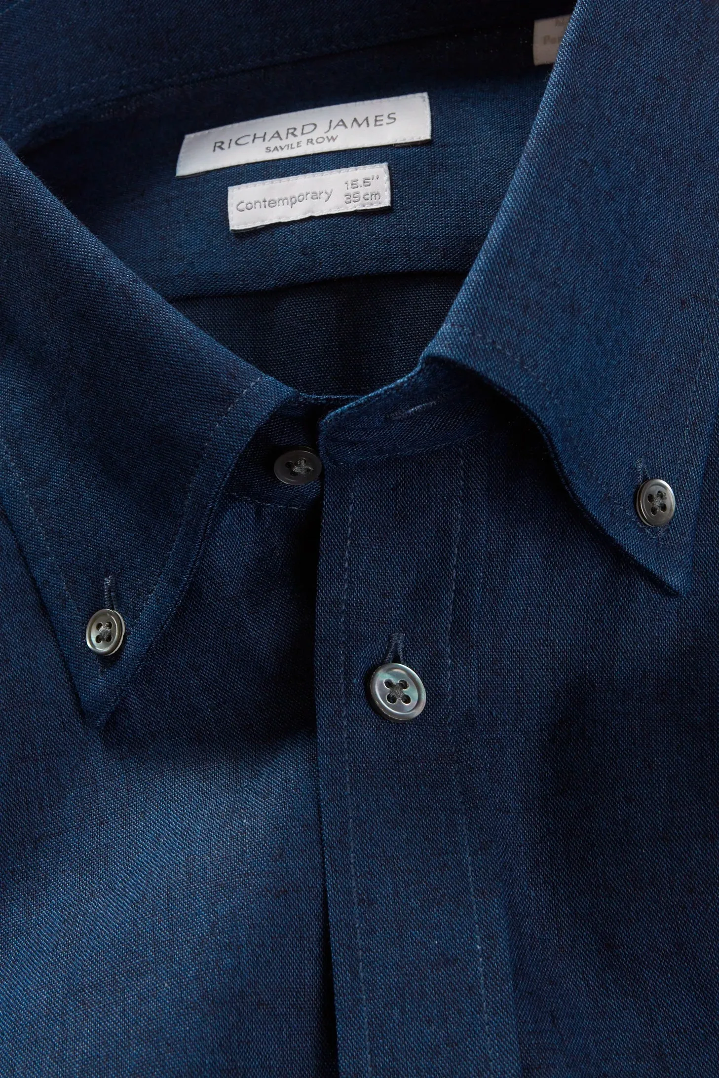 Button-Down Shirt – Navy Cotton Chambray sold by Richard James product image thumbnail 2