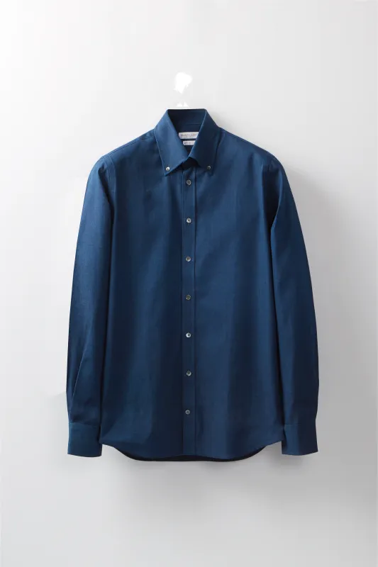 Button-Down Shirt – Navy Cotton Chambray made by Richard James