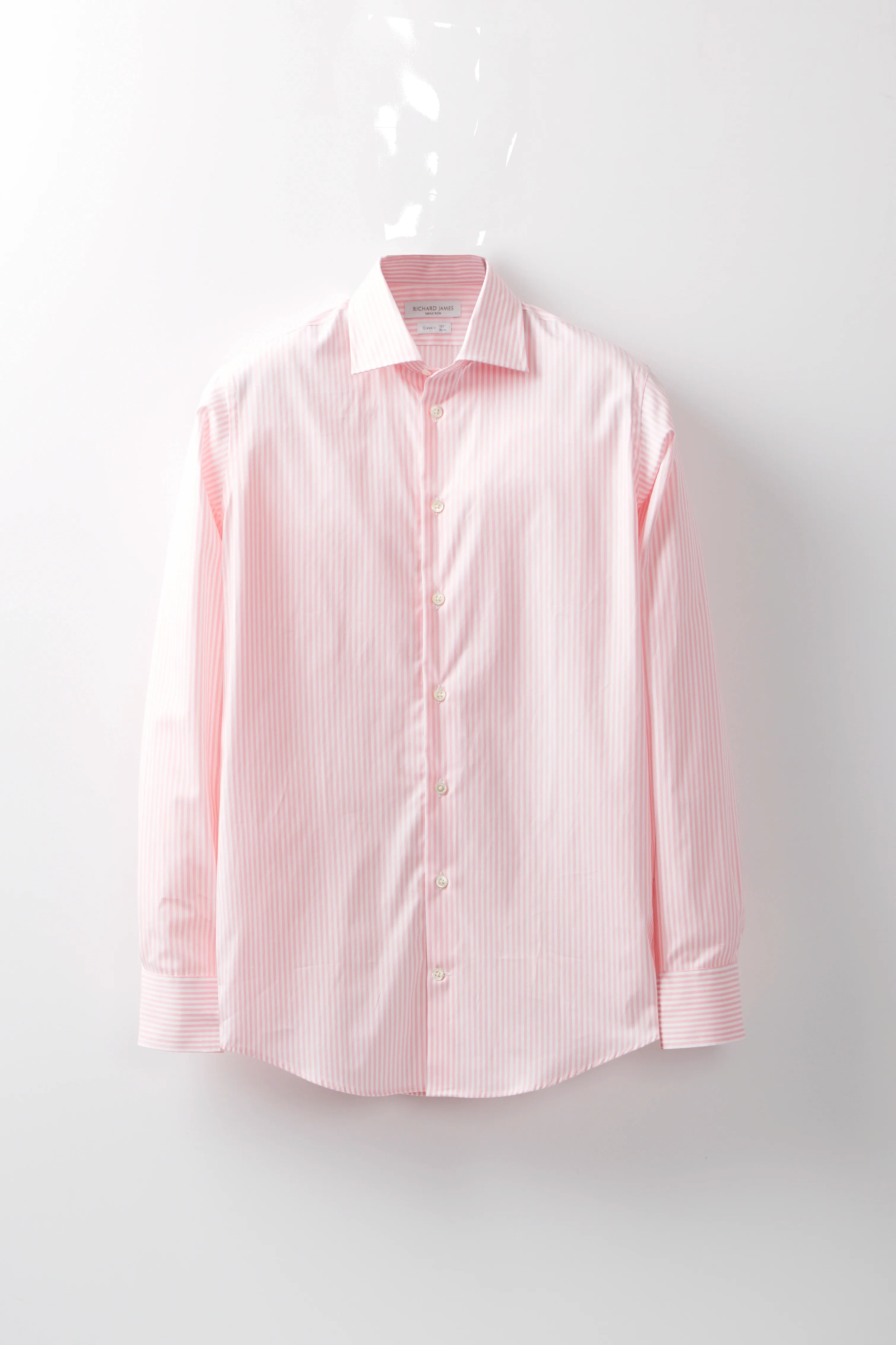 Classic Shirt – Pink Bengal Stripe Cotton sold by Richard James