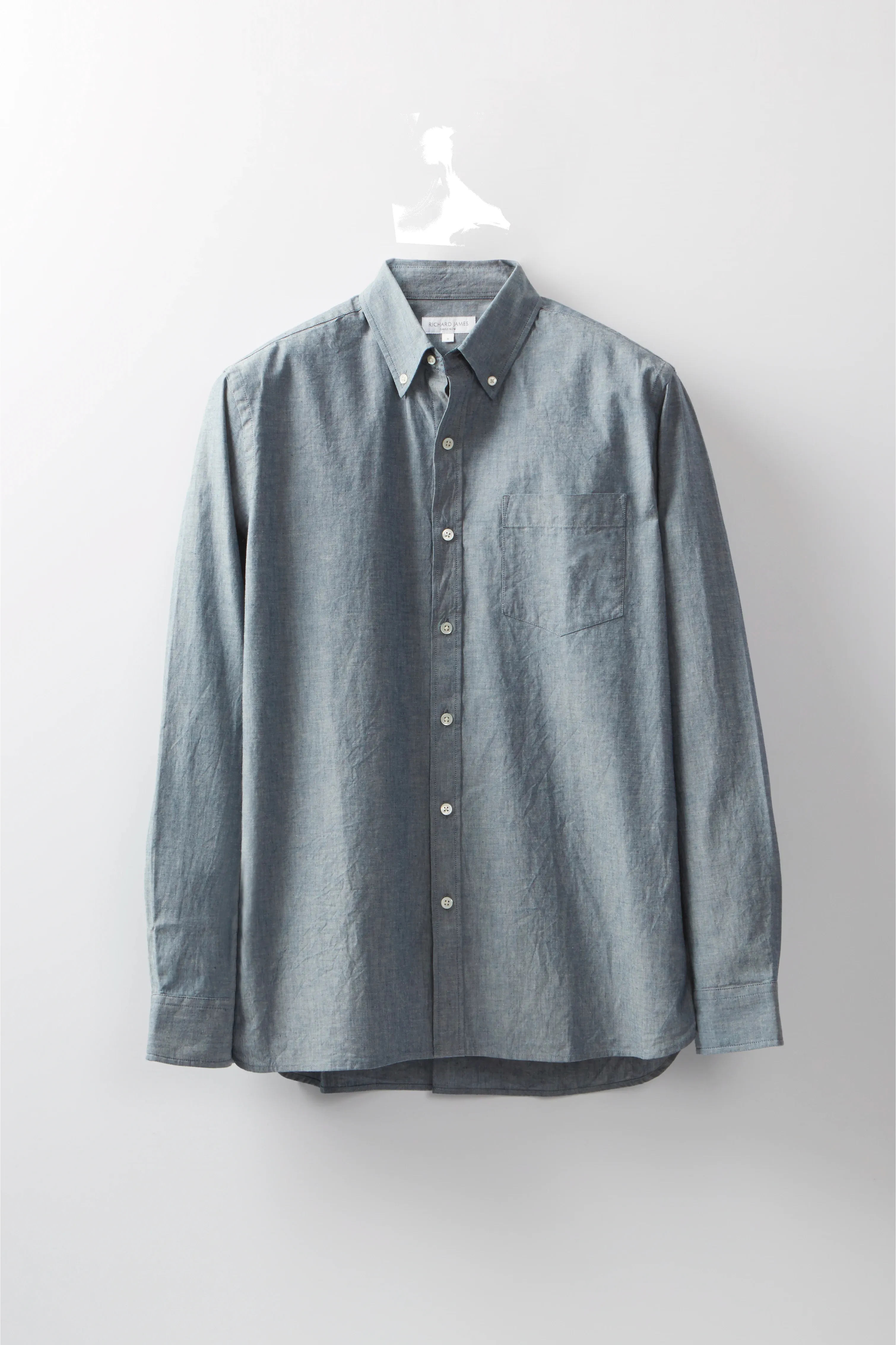 Button-Down Shirt – Denim Blue Cotton Chambray sold by Richard James