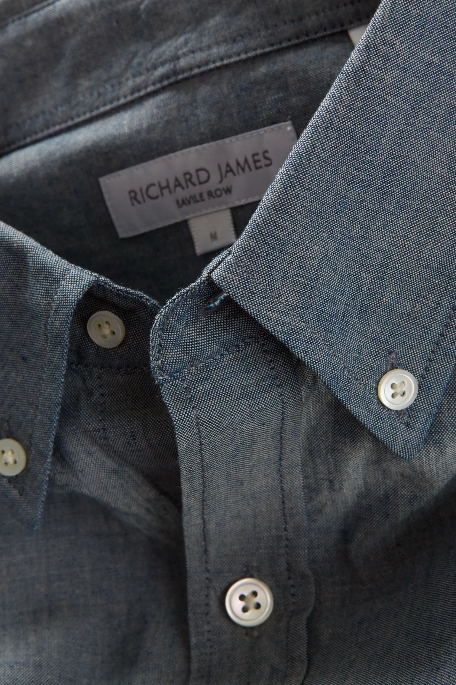 Button-Down Shirt – Denim Blue Cotton Chambray sold by Richard James product image thumbnail 2