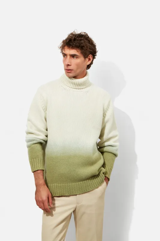 ROLL NECK – GREEN DIP-DYED made by Richard James