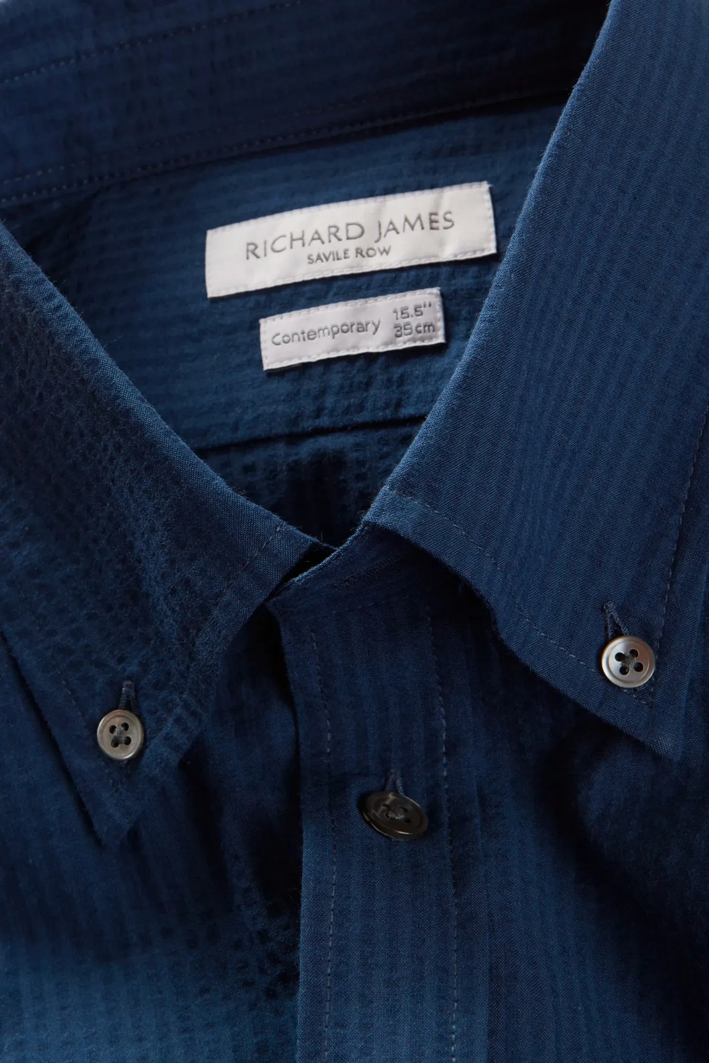 Button-Down Shirt – Navy Cotton Seersucker sold by Richard James product image thumbnail 2