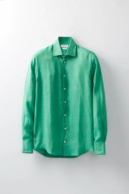 Contemporary Shirt – Green Linen made by Richard James