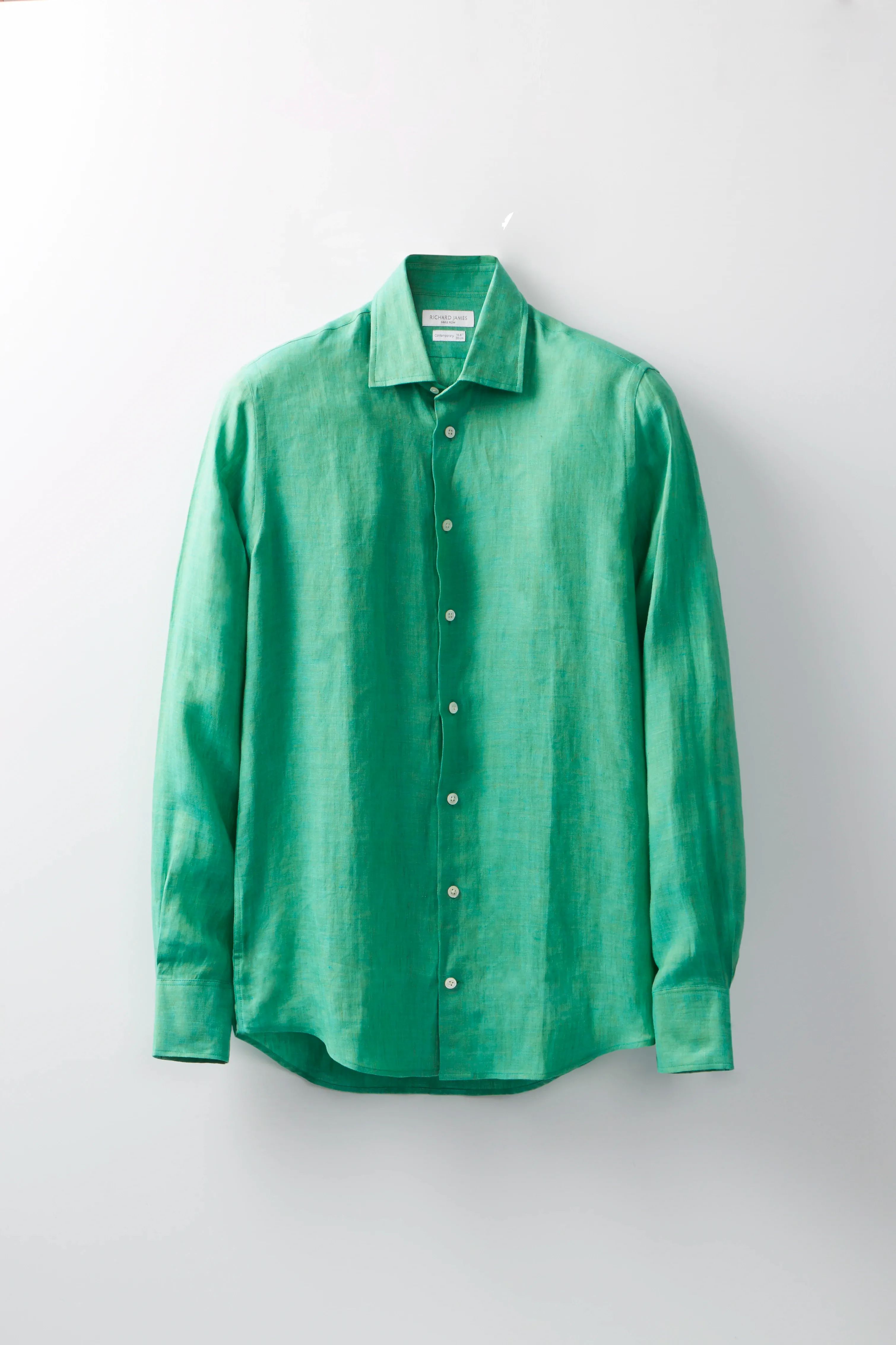 Contemporary Shirt – Green Linen sold by Richard James