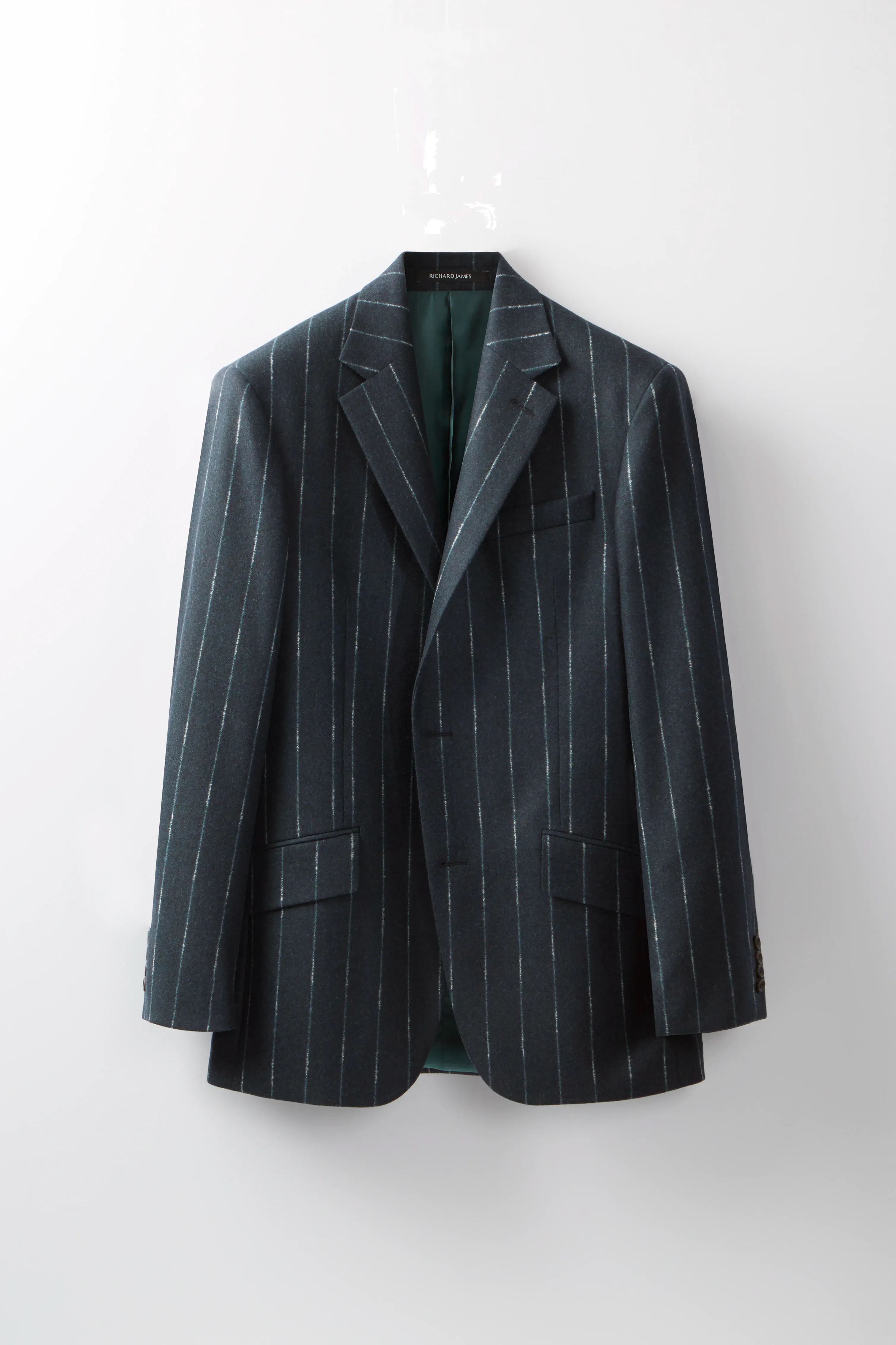 Chapman Suit – Petrol Mottled Striped sold by Richard James