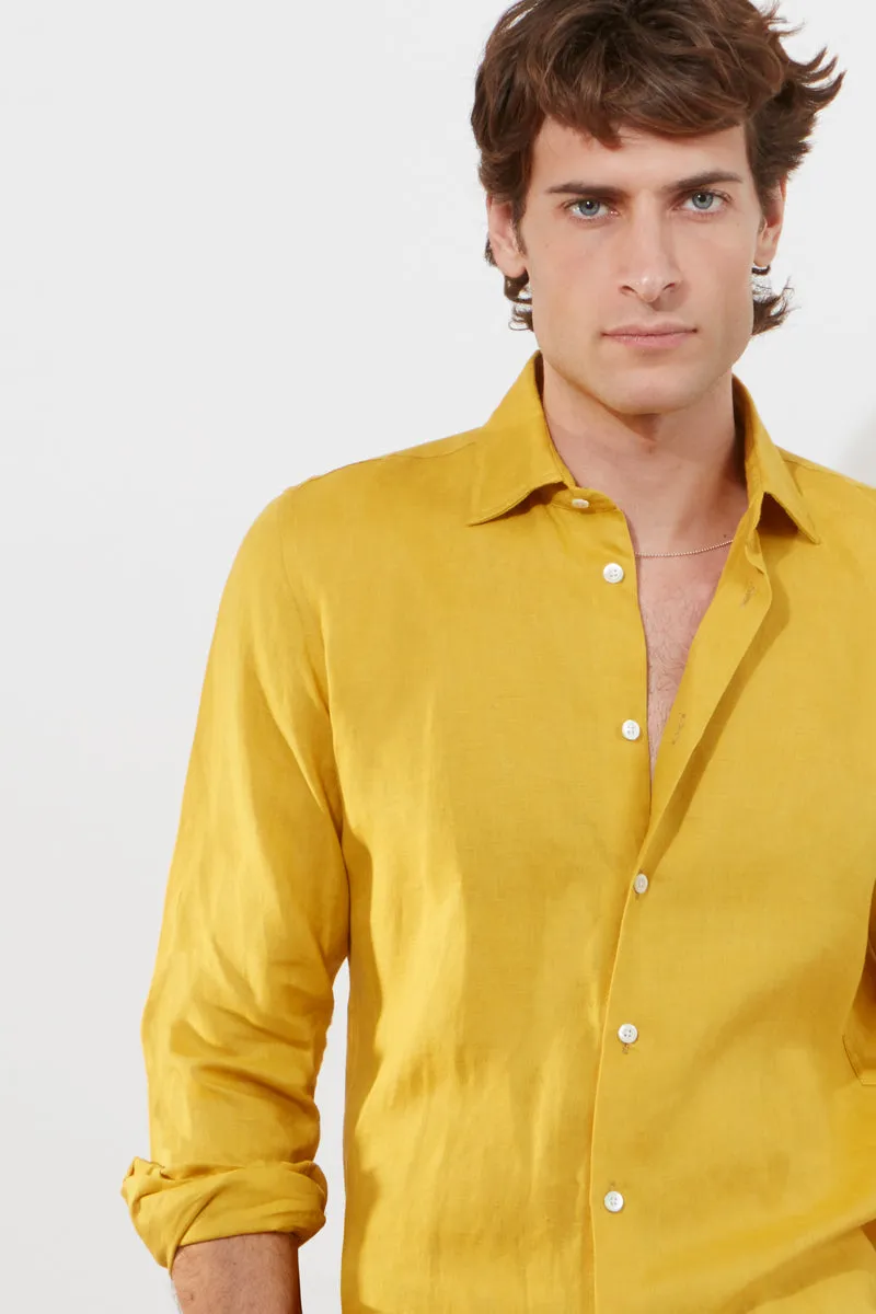 Contemporary Shirt – Gold Linen sold by Richard James product image thumbnail 3
