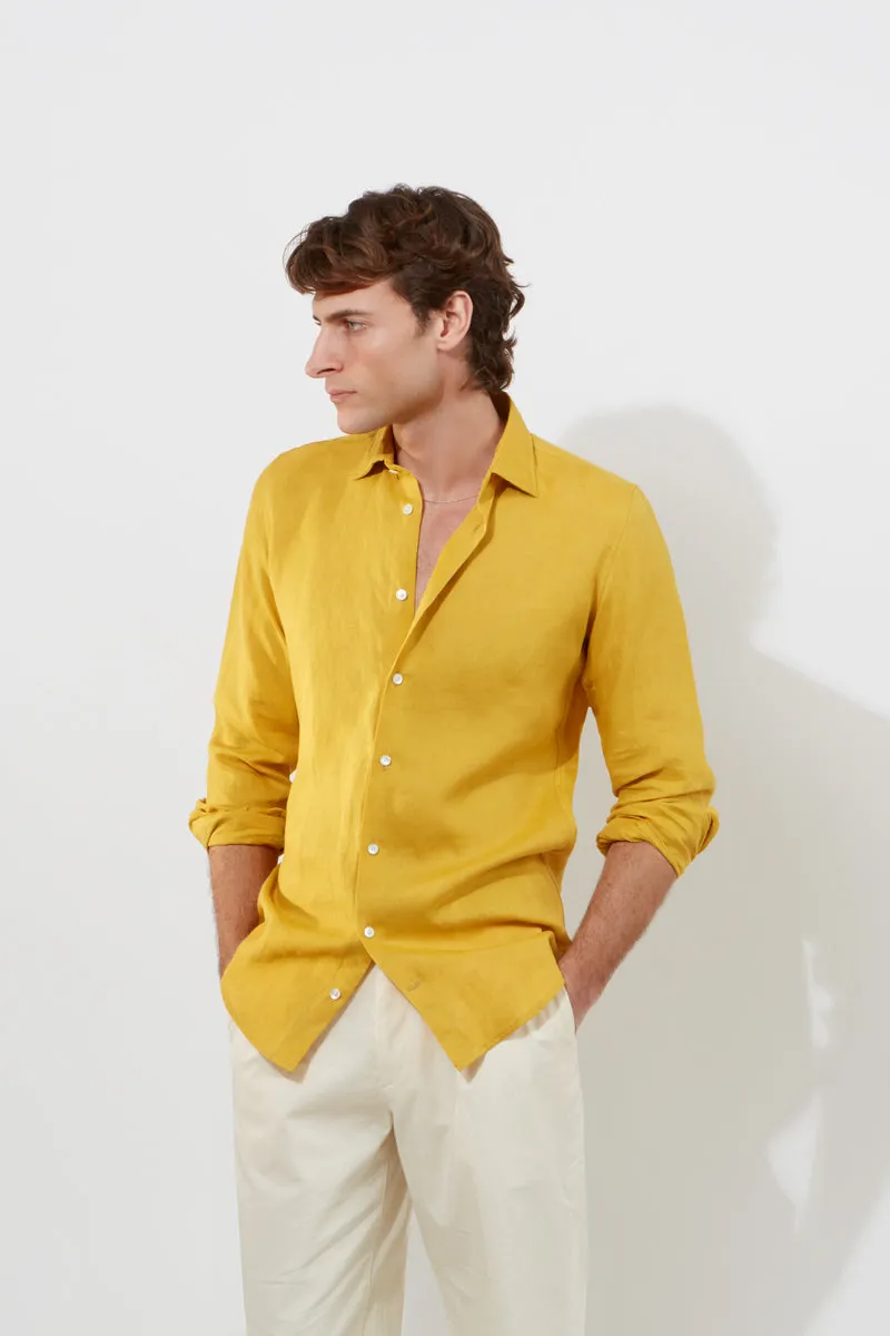 Contemporary Shirt – Gold Linen sold by Richard James