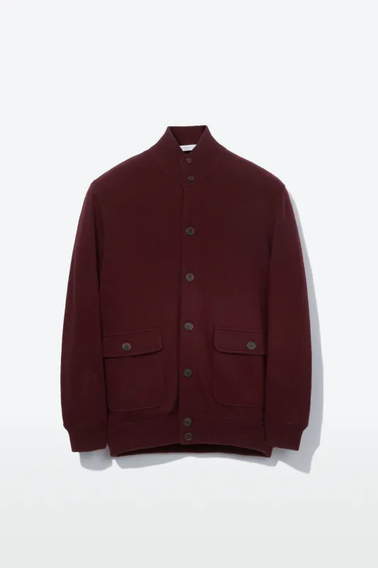 Knitted Bomber– Dark Burgundy Wool & Cashmere made by Richard James