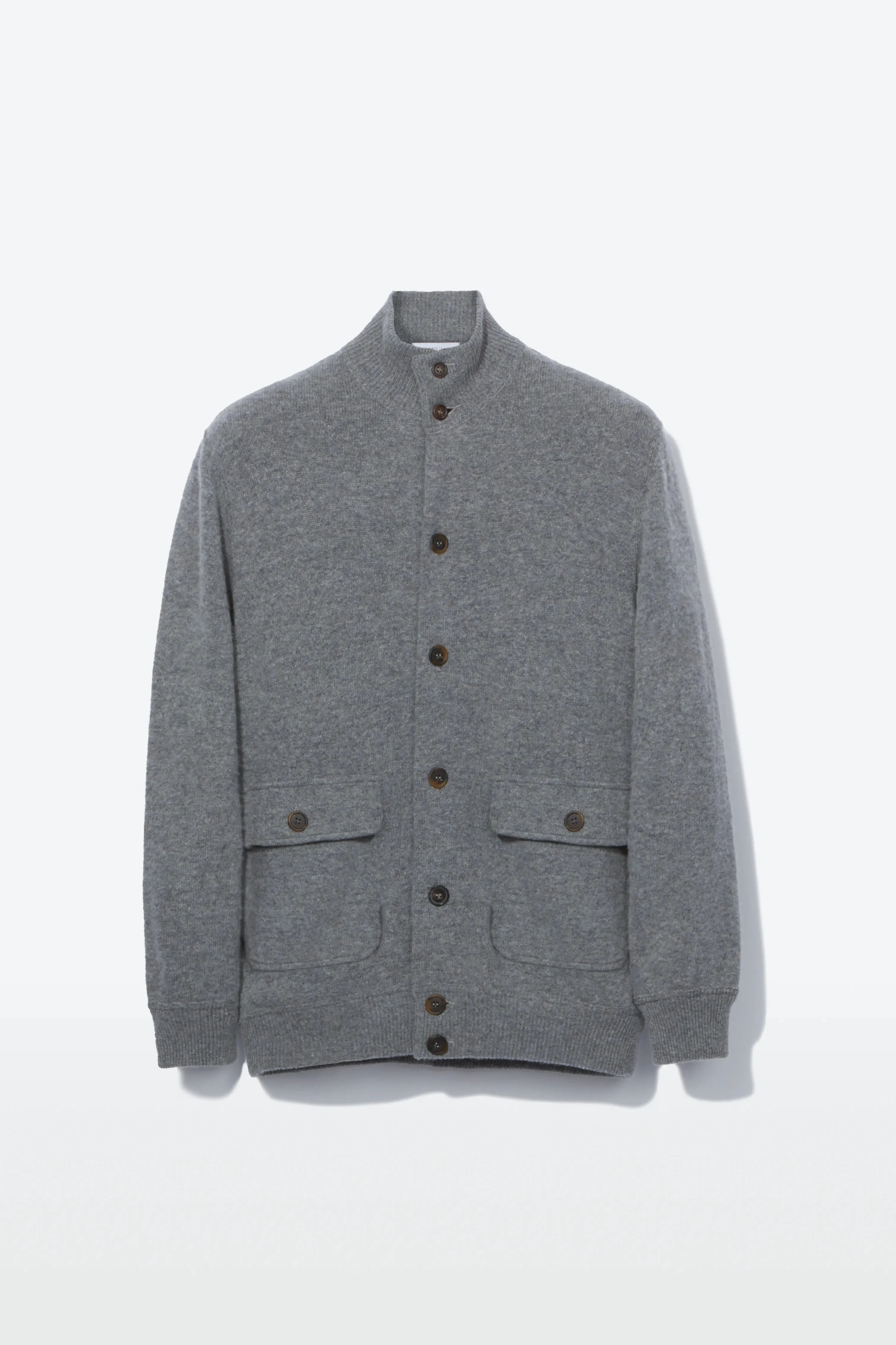 Knitted Bomber– Grey Melange Wool & Cashmere sold by Richard James