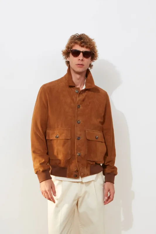 Bomber Jacket – Tan Suede made by Richard James