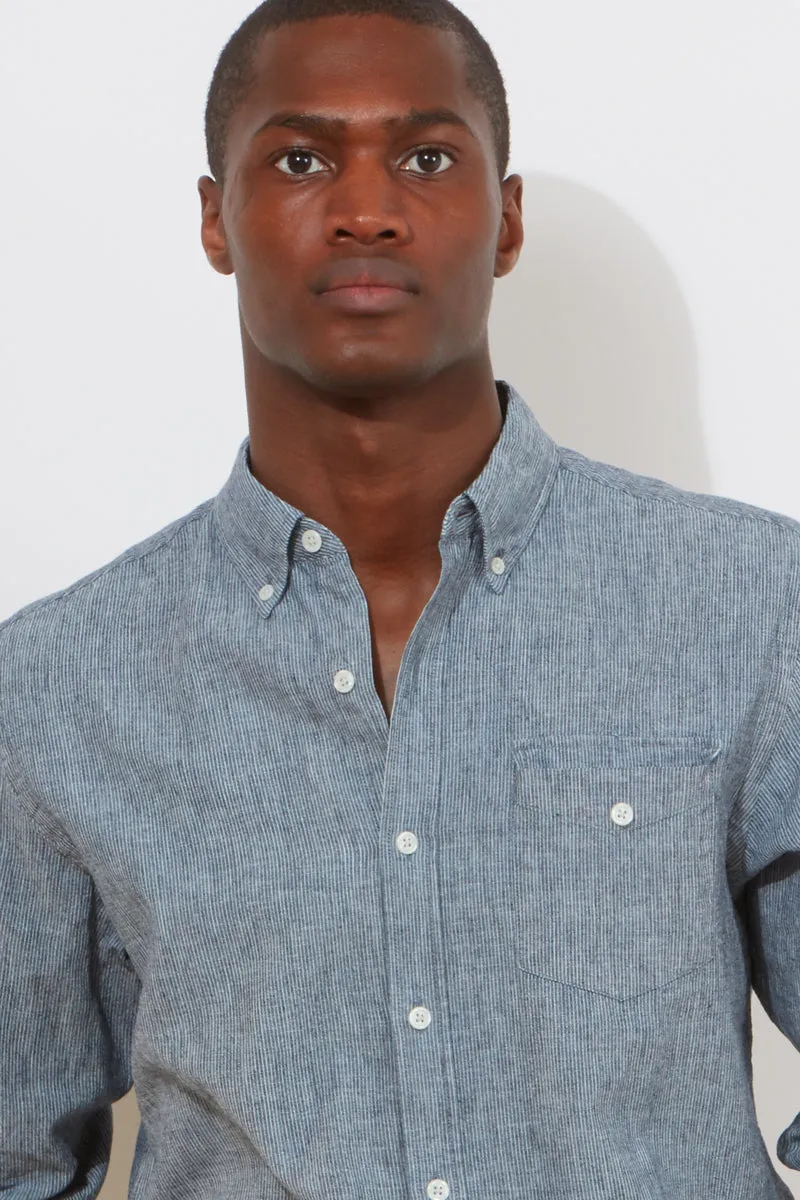 Button-Down Shirt – Indigo Pinstripe Chambray sold by Richard James product image thumbnail 3
