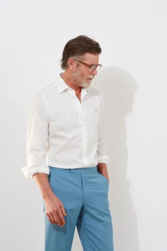 Contemporary Shirt – White Seersucker made by Richard James