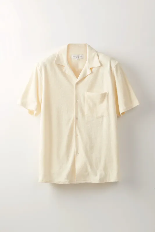 Camp Collar Shirt – Ivory Cotton Towelling made by Richard James