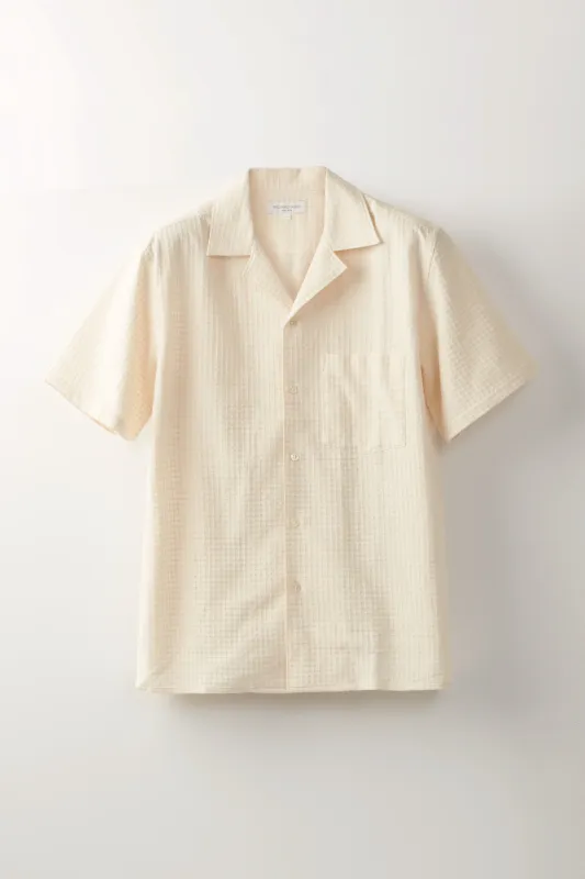 Camp Collar Shirt – Ivory Waffle Stitch made by Richard James