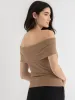 Off Shoulder Ribbed Top sold by Ricki's