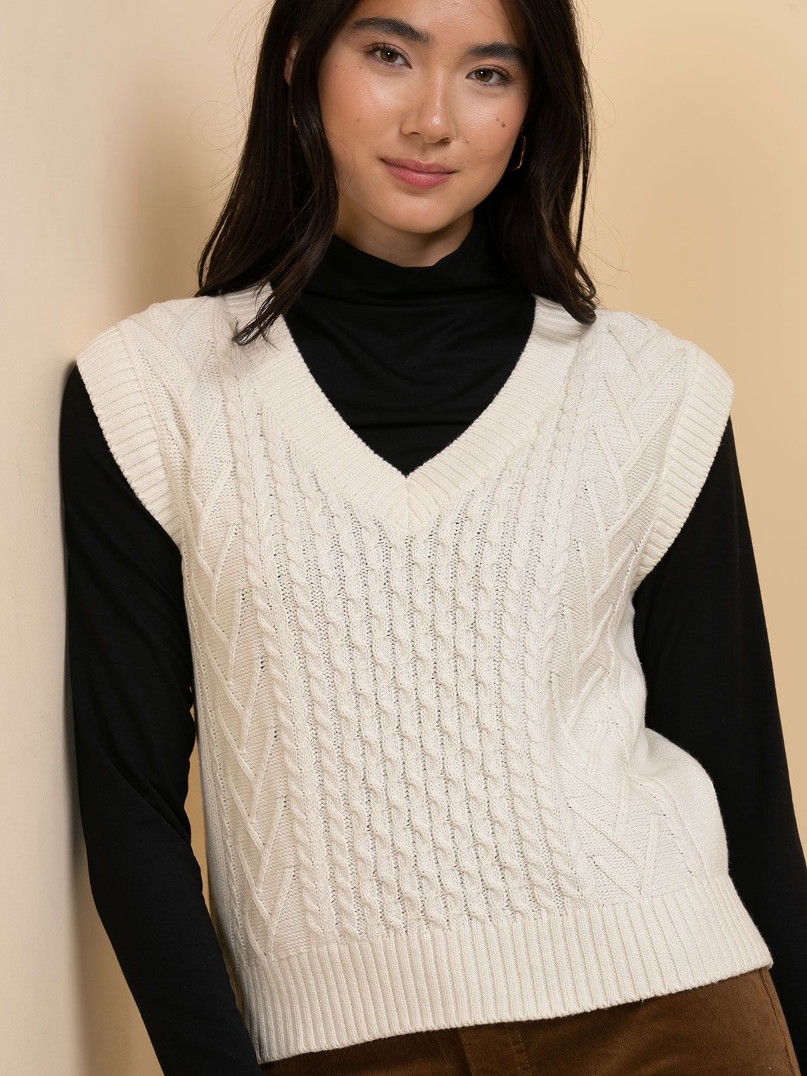 Cable Knit V-Neck Sweater Vest sold by Ricki's product image thumbnail 3