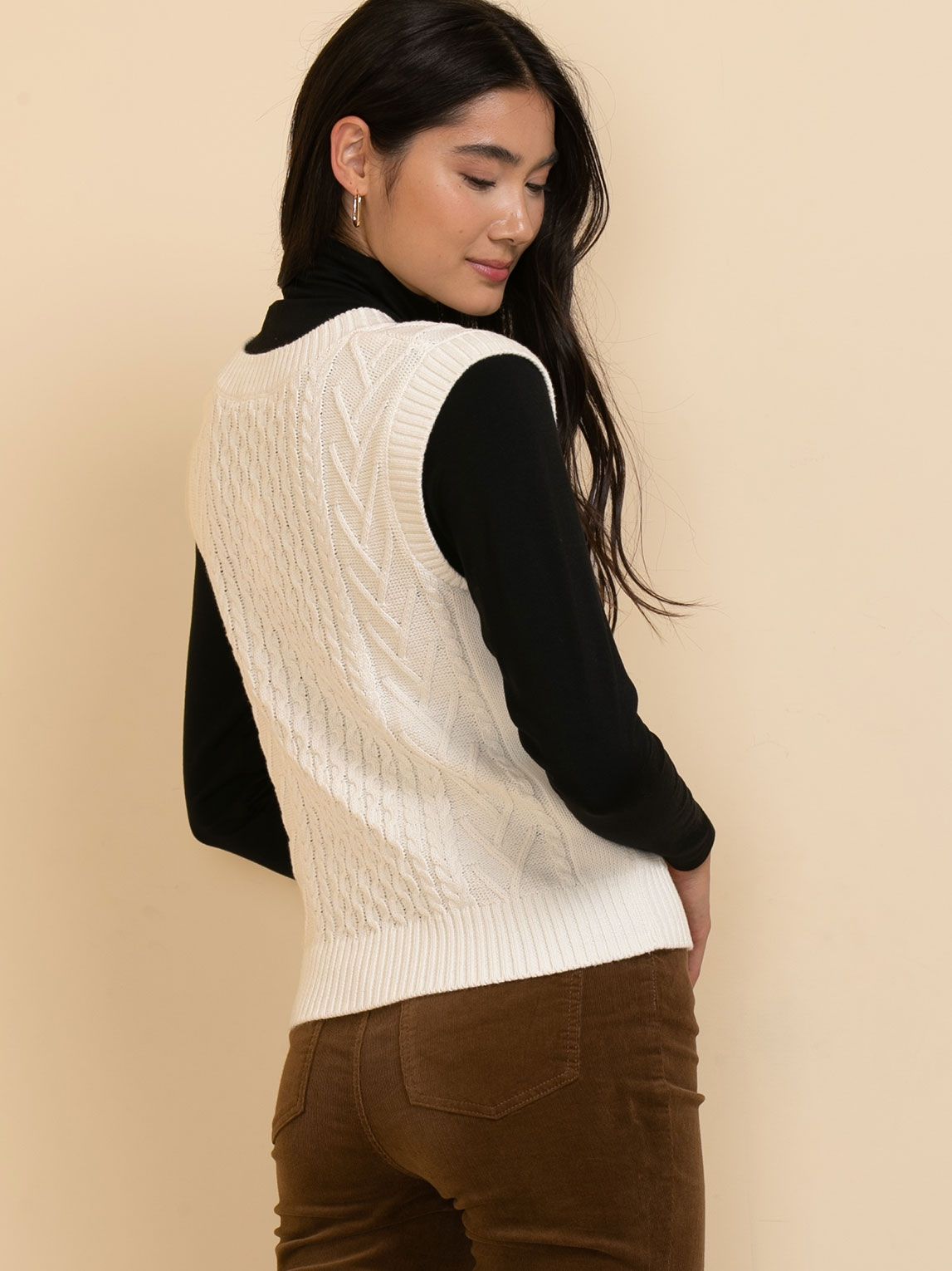 Cable Knit V-Neck Sweater Vest sold by Ricki's product image thumbnail 4