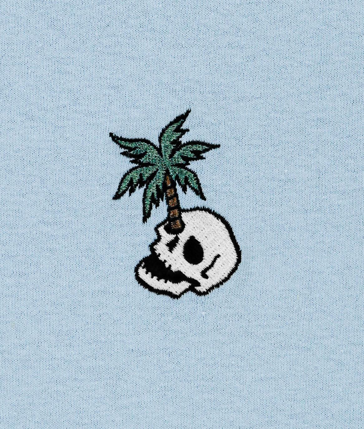 Palm Tree Skull Embroidered Mens T-Shirt sold by riot society product image thumbnail 2
