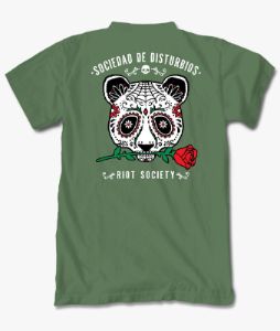 Day of the Dead Panda Rose Mens T-Shirt sold by riot society