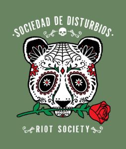 Day of the Dead Panda Rose Mens T-Shirt sold by riot society