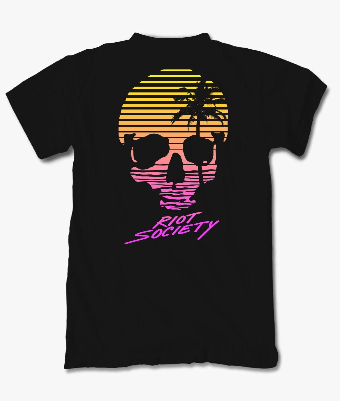 Sunset Palm Skull Womens Tee sold by riot society