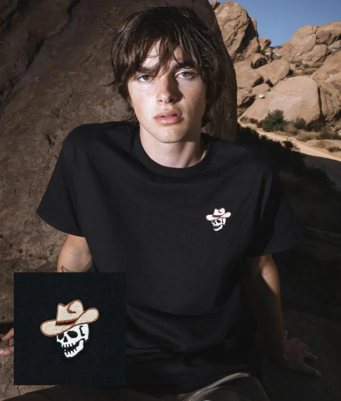 Skull Cowboy Embroidered Mens T-Shirt sold by riot society