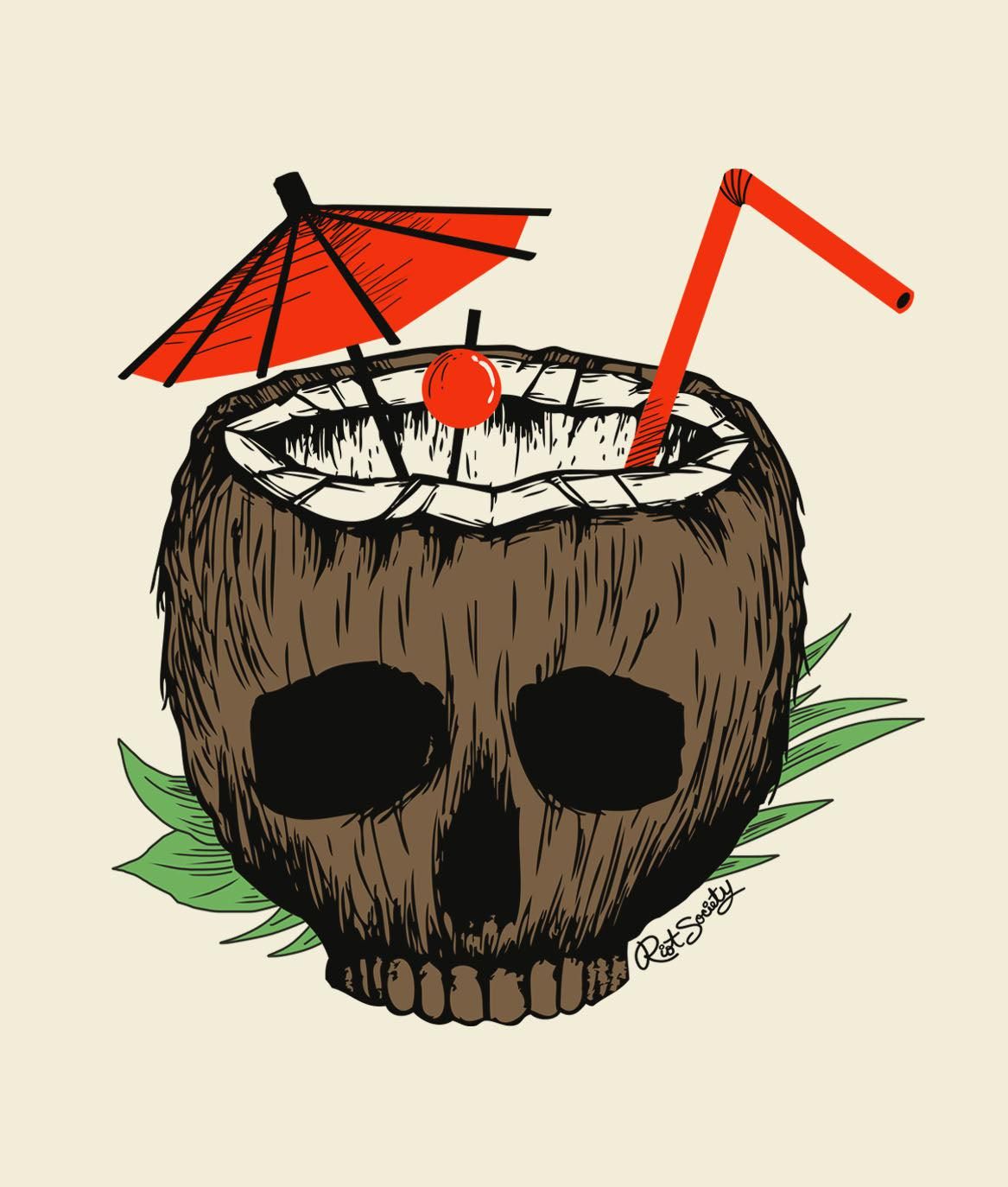 Coconut Skull Mens T-Shirt sold by riot society product image thumbnail 2