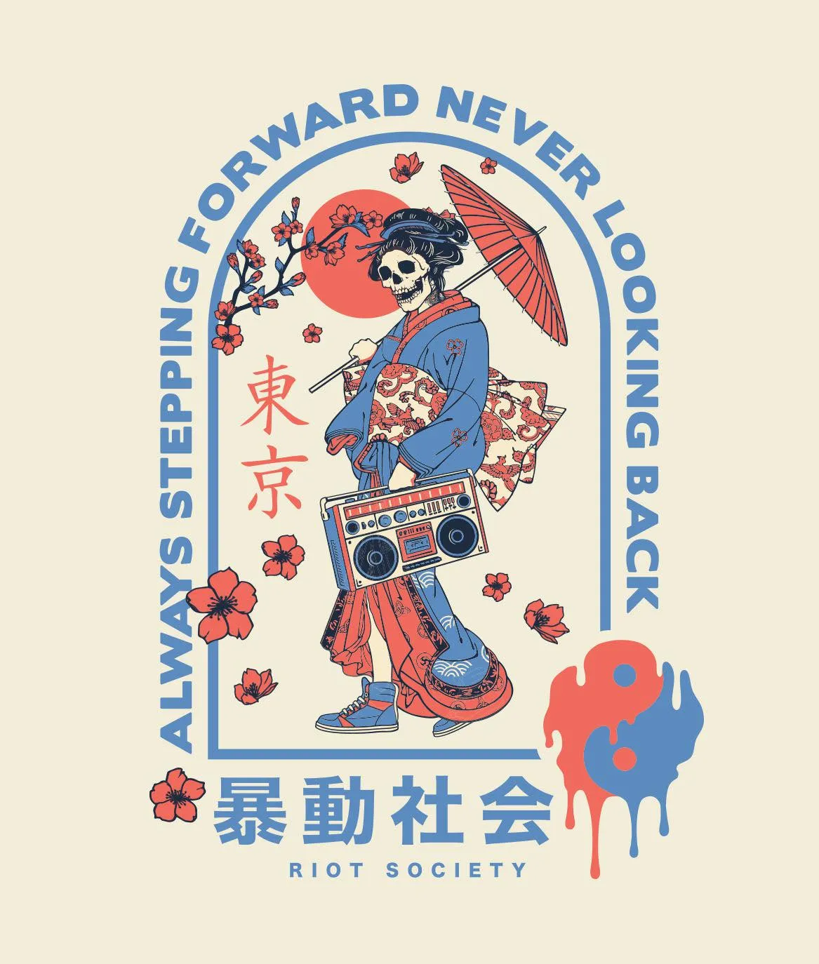 Geisha Yin Yang Boombox Mens T-Shirt sold by riot society product image thumbnail 5