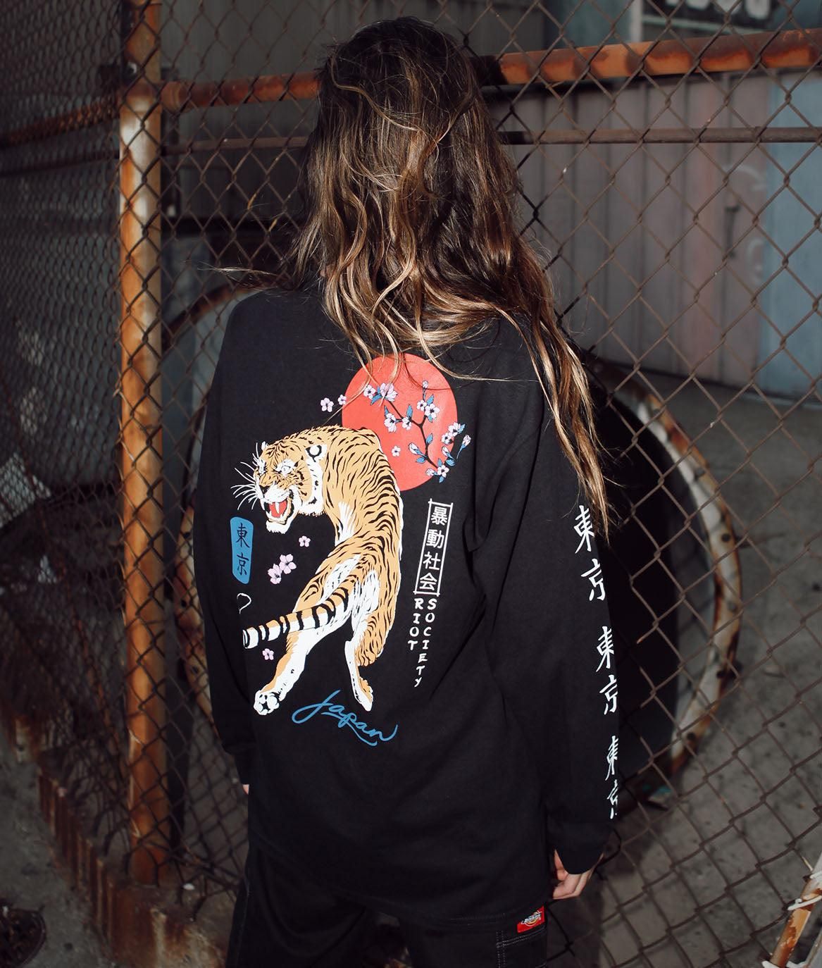 Tiger Blossom Womens Long Sleeve Tee sold by riot society product image thumbnail 2