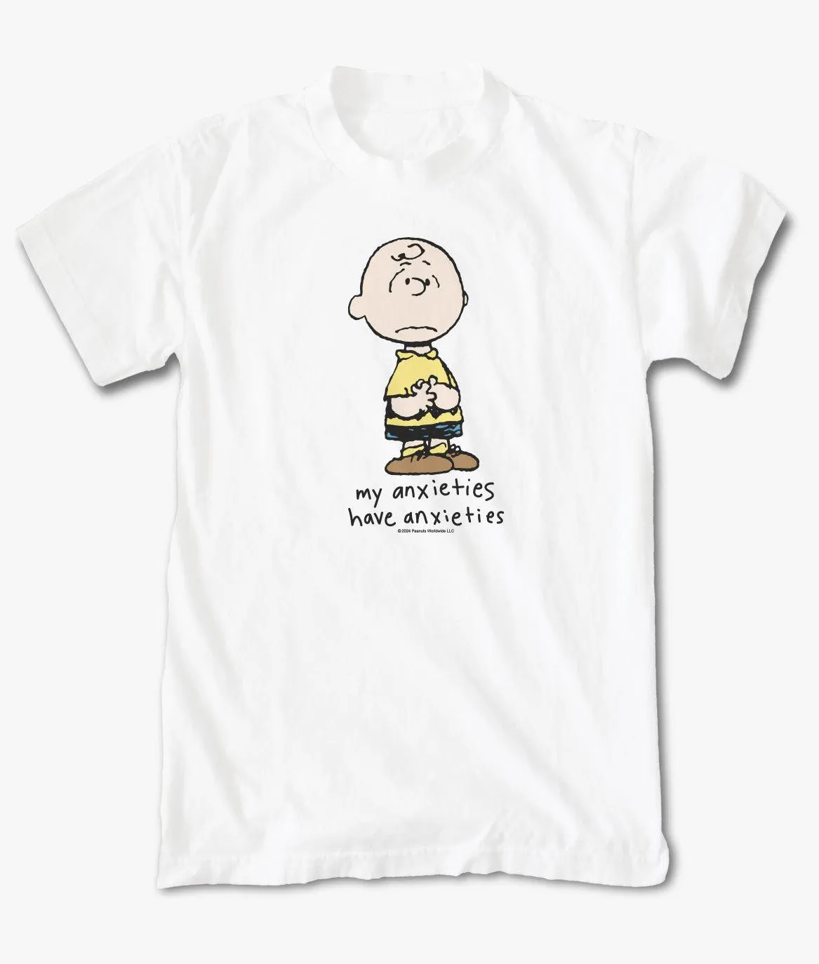 Peanuts Charlie Brown Anxieties Mens T-Shirt Parallel