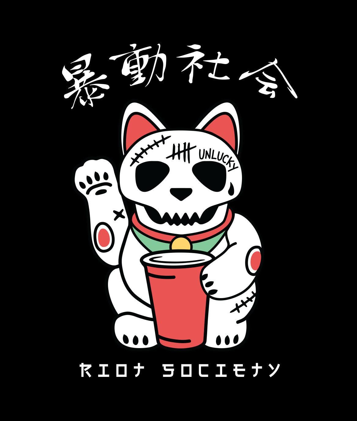 Lucky Cat Skull Tattoo Womens Tee sold by riot society product image thumbnail 3